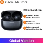 Global Version Xiaomi Redmi Buds 6 Pro Up to 55 dB active noise cancellation Hi-Res Audio with LDAC Built-in dimensional audio