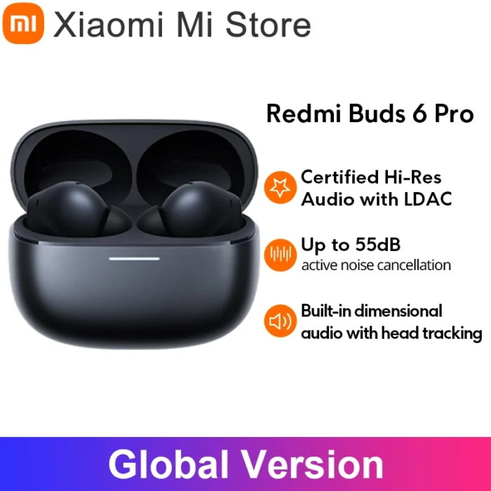 Global Version Xiaomi Redmi Buds 6 Pro Up to 55 dB active noise cancellation Hi-Res Audio with LDAC Built-in dimensional audio - Image 1